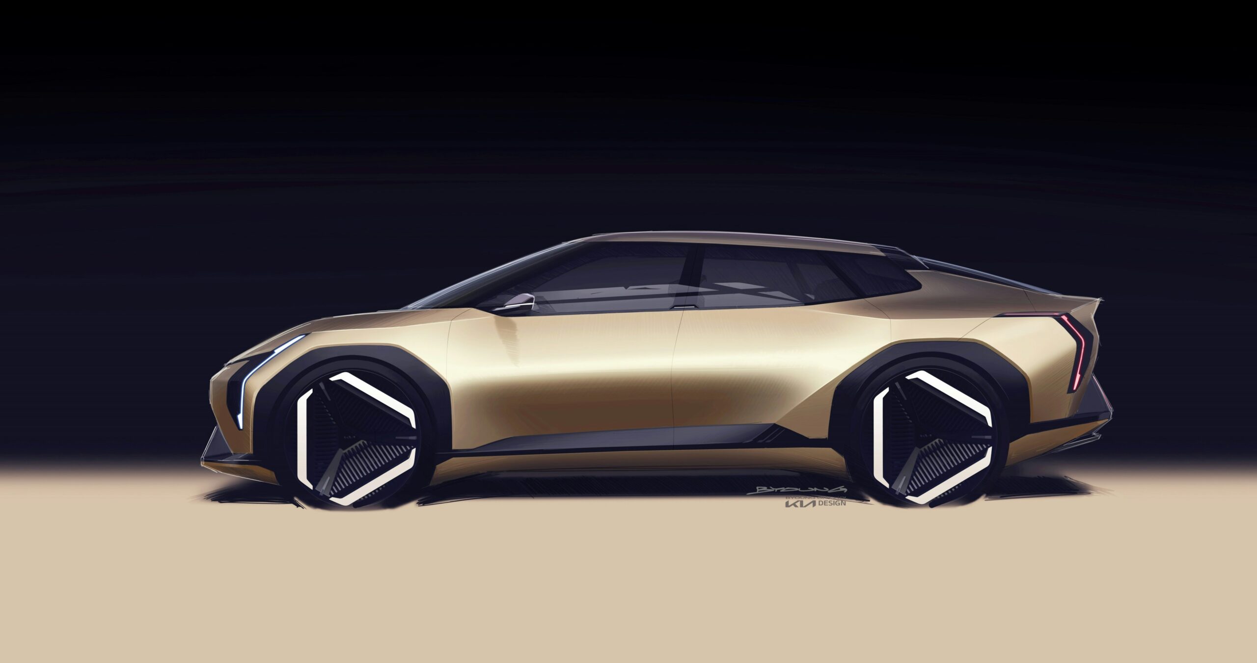 a concept car is shown in the dark